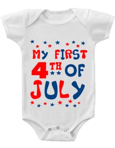 4th of July Gerber® Onesie® CUTE Baby Shower Gift INFANT T-SHIRT - Picture 1 of 3