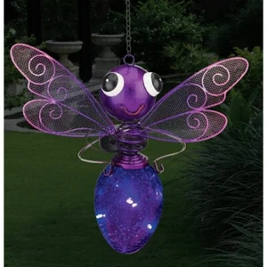 REGAL ART & GIFT SOLAR LANTERN DRAGONFLY PURPLE OUTDOOR YARD GARDEN DECOR 11577 - Picture 1 of 3