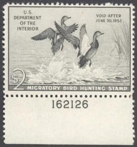 1951 US Scott #RW18 $2 Gadwall Ducks Federal Duck Stamp Mint NH, Gum Skips - Picture 1 of 2
