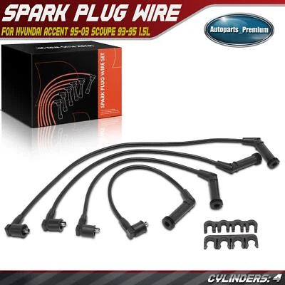 Juego de 4 cables de bujía para Hyundai Accent 1995-2003 Scoupe 1993-1995 1,5 L SOHC Foto 1 de 4