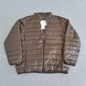UNIQLO Ultra Light Down Puffer Jacket Men 2XL Brown Narrow Quilted Winter Coat - Picture 1 of 7