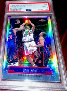 1999-00 Topps Chrome Vince Carter Refractor Card #98 PSA 9 MINT POP 28 2nd Year! - Picture 1 of 7