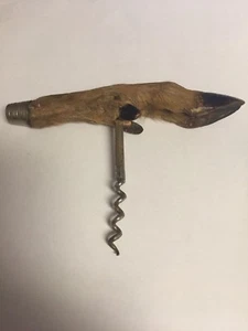 Early Corkscrew with Deer Hoof Handle and Silver Mount ~ WN33 - Picture 1 of 7