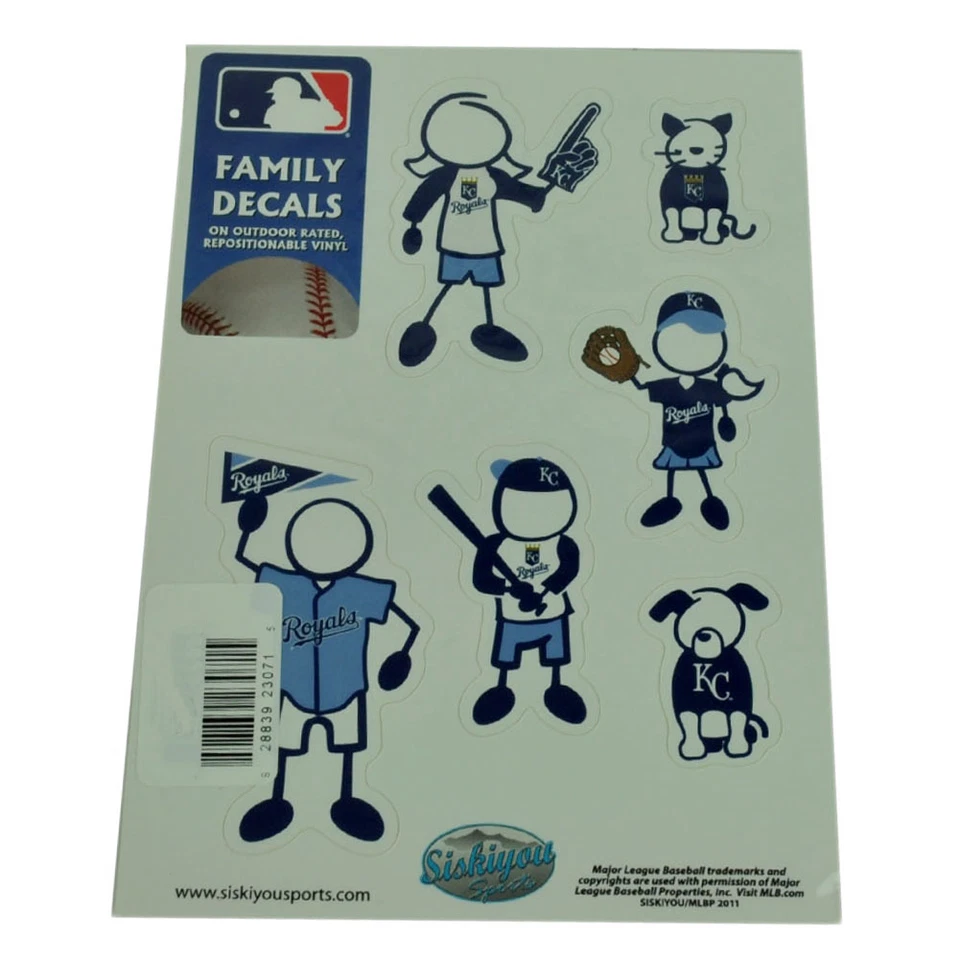 MLB Kansas City Royals Familia Calcomanías Set Ventilador Coche Vinilo Reposicionable Automóvil Foto 1 de 1