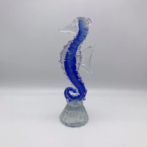 "Pisapapeles pisapapeles de vidrio artístico soplado azul cobalto transparente con base de 10" - Imagen 1 de 6