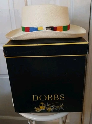 Sombrero de paja Dobbs Kingston Shantung para hombre de colección, #1927 ovalado XL color natural con caja Foto 1 de 4
