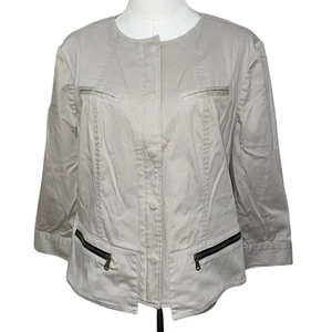 Chico's khaki utility jacket CHICO'S SZ 1 (size 8 women's) Safari Utility - Picture 1 of 11