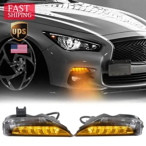 L+R For Infiniti Q50 Q50S Sport 2014-2020 17 Front Bumper Fog Signal Light Lamp - Picture 1 of 15