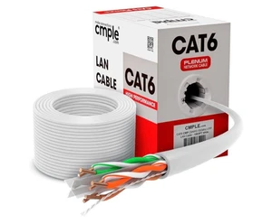 Cat6 Plenum Ethernet Cable 1000ft CMP 550MHz UTP 10 Gigabit Solid White - Picture 1 of 12