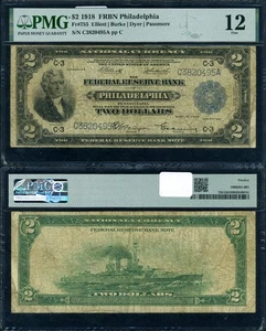 FR. 755 $2 1918 Federal Reserve Bank Note PMG Fine12 - Picture 1 of 3