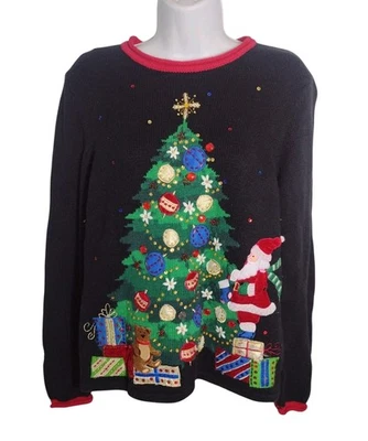 Suéter De Colección Reliquia Coleccionables Navidad XL Cuentas Lentejuelas Árbol Vacaciones LEER Foto 1 de 4