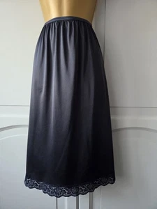 DAMEN VINTAGE M&S DUNKELBLAU SEIDIG POLYAMID HALBER SLIP GRÖSSE 16-18 - Bild 1 von 12