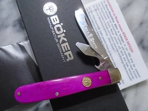Boker Tree Brand Germany Razor Jack Pocket Knife Purple Bone 110716 Cap Lifter - Picture 1 of 11