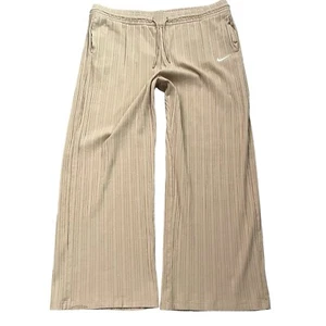 Nike Sportswear XXL 2XL Ribbed Knit Pants Tan Wide Leg Ankle Cropped - Picture 1 of 5