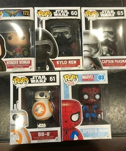 Lot of 5! POP! Wonder Woman! Spider-Man! Captan Phasma! BB-8! Kylo Ren! - Picture 1 of 7