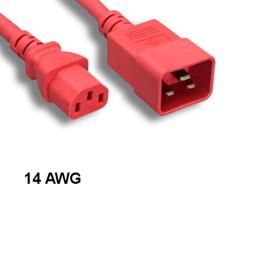 KNTK Czerwony 3ft AC Przewód zasilający IEC-60320 C13 do C20 14 AWG 15A 250V SJT Kabel