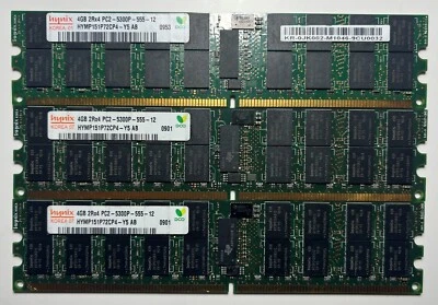 Hynix Korea 07 3x4GB=12GB Server Ram 2Rx4 PC2-5300P DDR2 HYMP151P72CP4-Y5 AB ECC - Image 1 of 2