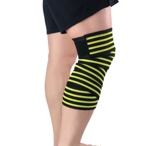 Sports Striped Bandage Fitness Elastic Support Fitness Gym Running Knee Pad - Picture 1 of 14