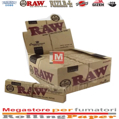 RAW CONNOISSEUR LUNGHE CARTINE KING SIZE SLIM+ FILTRI IN CARTA DA 24 LIBRETTI