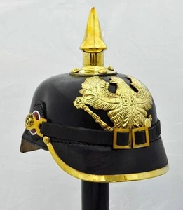 Leder deutscher Pickelhaubehelm preußischer Helm 1. Weltkrieg Helm Vintage Handarbeit - Bild 1 von 5