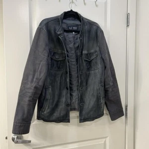 Armani Jeans Leather Jacket Medium oversized - Picture 1 of 7