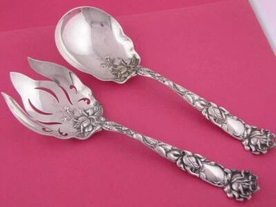 Juego de 2 para servir ensaladas Sterling ALVIN ROSA NUPCIAL 1903 ~ sin mono Foto 1 de 4