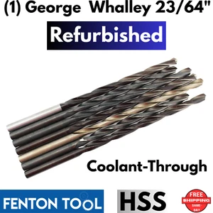 (1) GEORGE WHALLEY COOLANT DRILL BIT 23/64" HSS Extra Long  .3594 though thru - Picture 1 of 7