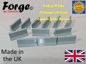 New 12 x Concrete Jersey Barriers OO Gauge 1:76 Scale Models Train Railway - Foto 1 di 7