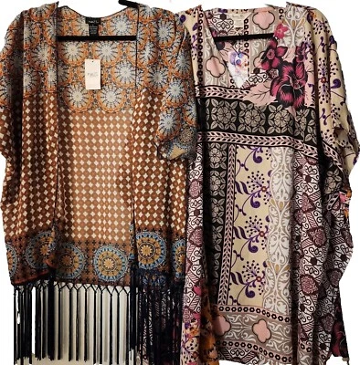 Coverups Gypsie Blu Rue 21 NWT Lot Of 2  O/S Small Boho Beach Kimono Festival - Image 1 of 4