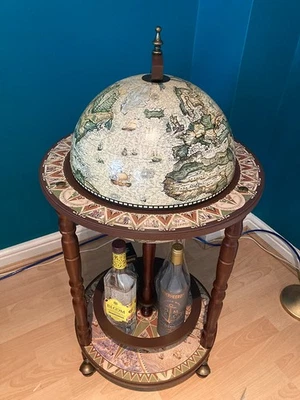 Vintage Wine Bar Antique Globe Drinks Italian Style Minibar Trolley Cabinet Home - Image 1 of 4