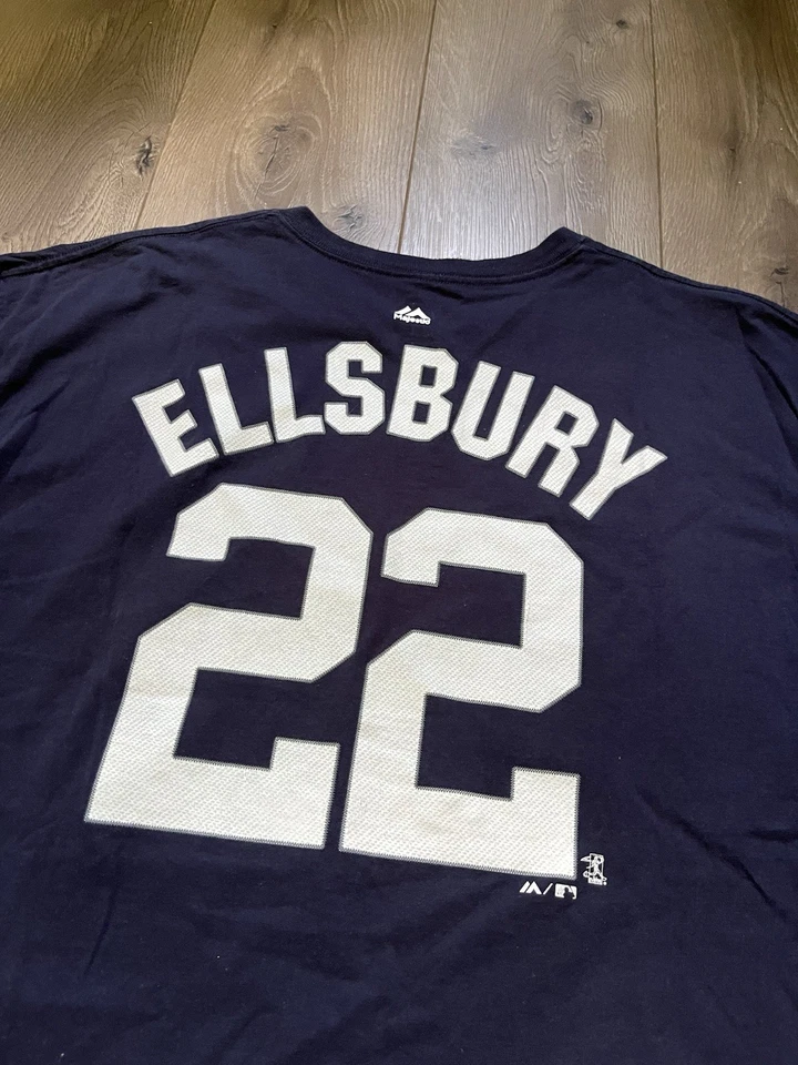 Винтажная синяя мужская футболка New York Yankees Majestic Jacoby Ellsbury No22 размер XL - Изображение 1 из 4