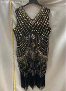 Babeyond Womens Gold Black Sleeveless V-Neck Sequin Sheath Dress Size 4XL - Picture 1 of 6