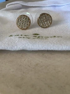 Kate Spade Rhinestone Gold Tone Piercd Button Earrings In Pouch! - Picture 1 of 10