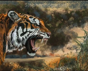 Original Wildlife Painting Tiger Modern Artwork Limited Edition Realism - Picture 1 of 4