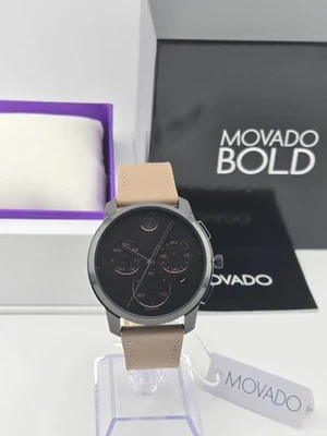 Movado Bold Men's Black Dial Beige Leather Strap Watch - 3600719 ($650 MSRP) - Image 1 of 4