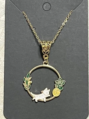 Cat Floral Enamel Pendant Gold Necklace 18” Bohemian Novelty Fashion Necklace - Image 1 of 3