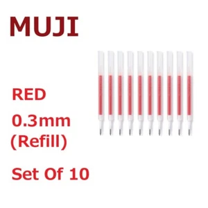 MUJI Smooth Gel Ink Knock Type Ballpoint Pen Red 0.3mm Refill Set Of 10 - Picture 1 of 4