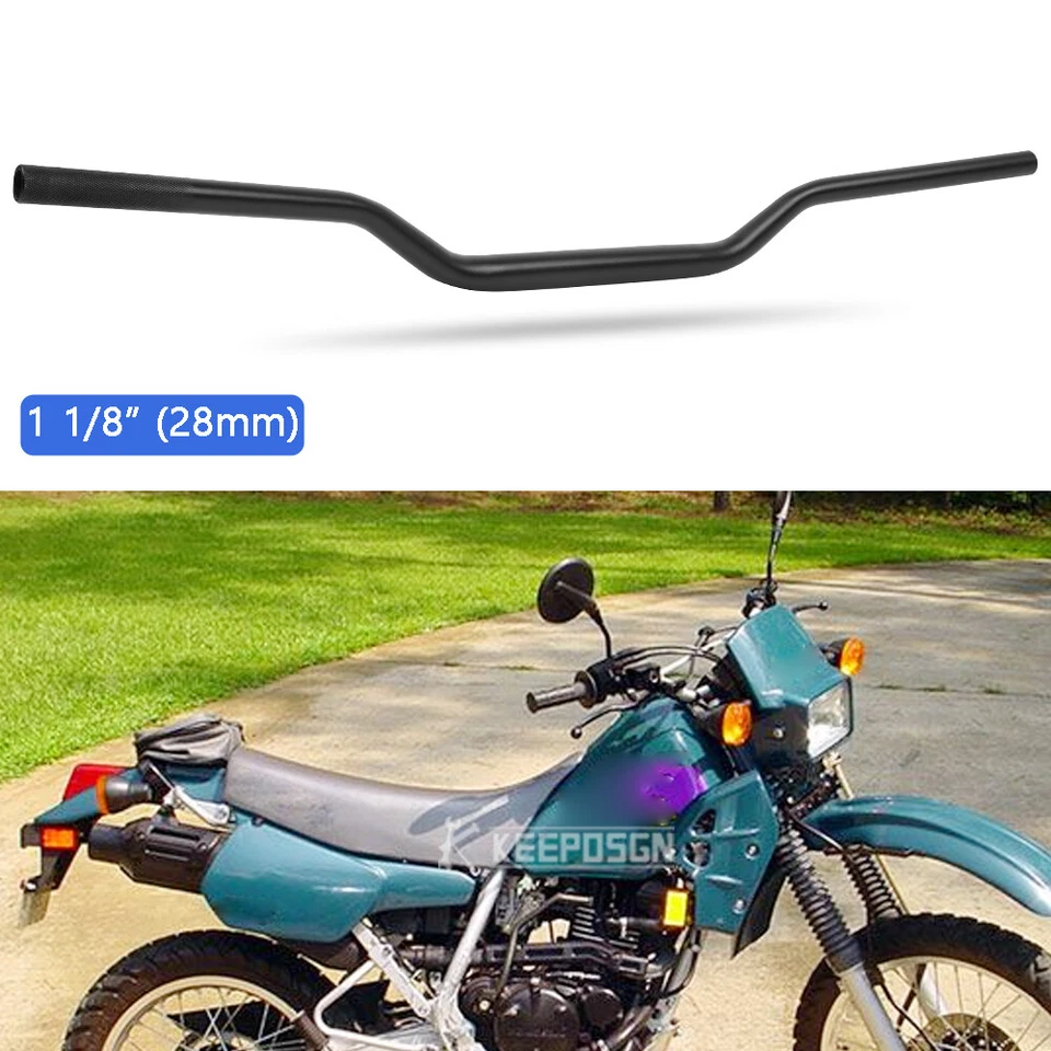 Manillar de altura baja 1-1/8" 28 mm Fat Tracker negro para Kawasaki KLR 250 650 650S Foto 1 de 4