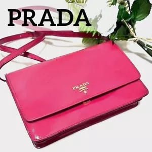 Prada Saffiano Belle Nice Crossbody Mini Shoulder Bag Pink Women's Used - Picture 1 of 17