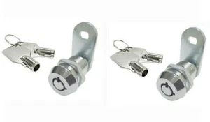 Lot of 2 Tubular Cam Lock 5/8" 90 Degree & 2 Key Pull Drawer Cabinet Toolbox - Picture 1 of 5
