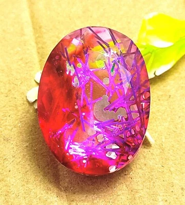 Bi-Color Rutilated Quartz 50Ct Oval Cut Natural Certified Loose Gemstone DK - Image 1 of 4