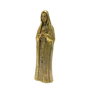 Kleine Gottesmutter Jungfrau Maria Statue de Fatima Figur Messing katholisch 1,7 Zoll - Bild 1 von 12