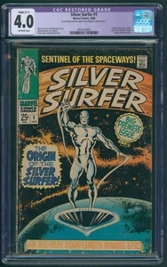 Silver Surfer #1 CGC 4.0 en muy buen estado origen restaurado de los observadores Marvel Comics 8/68 - Imagen 1 de 2