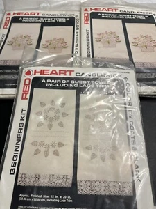Cross Stitch Embroidery Lace Towel Sets Kits (6 Towels) NOS Lot of 3 Kits - Picture 1 of 15