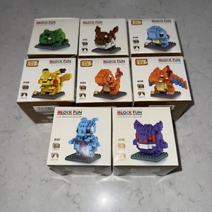 iBlock Fun LOZ Diamond Block Pokemon Lot Of 8 Pikachu, Charmander, Evee - Picture 1 of 6