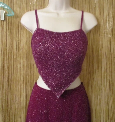 Vestido SCALA Brillante PÚRPURA Cuentas Lentejuelas Cuentas Vestido Talla M Color Magenta Foto 1 de 4