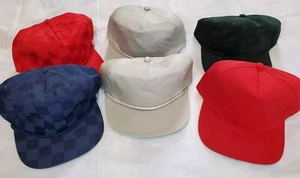 Lote de 6 gorras ajustables en blanco San Sun vintage a cuadros - Imagen 1 de 7