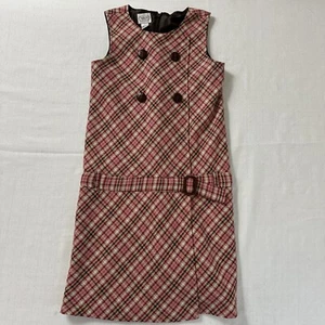 Talbots Vestito Bambino Bambina 7 Maglione Tweed Rosa Marrone Girovita - Foto 1 di 15