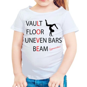 Girls Gymnastics Kids T-Shirt Silhouette Design For Gym Lovers Sports #T490 - Picture 1 of 9