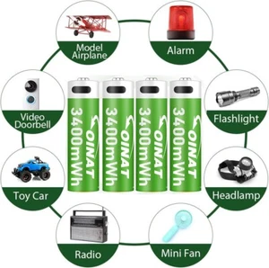 AA & AAA USB Rechargeable Batteries- Lithium 1.6V + Type-C Cable - Picture 1 of 17